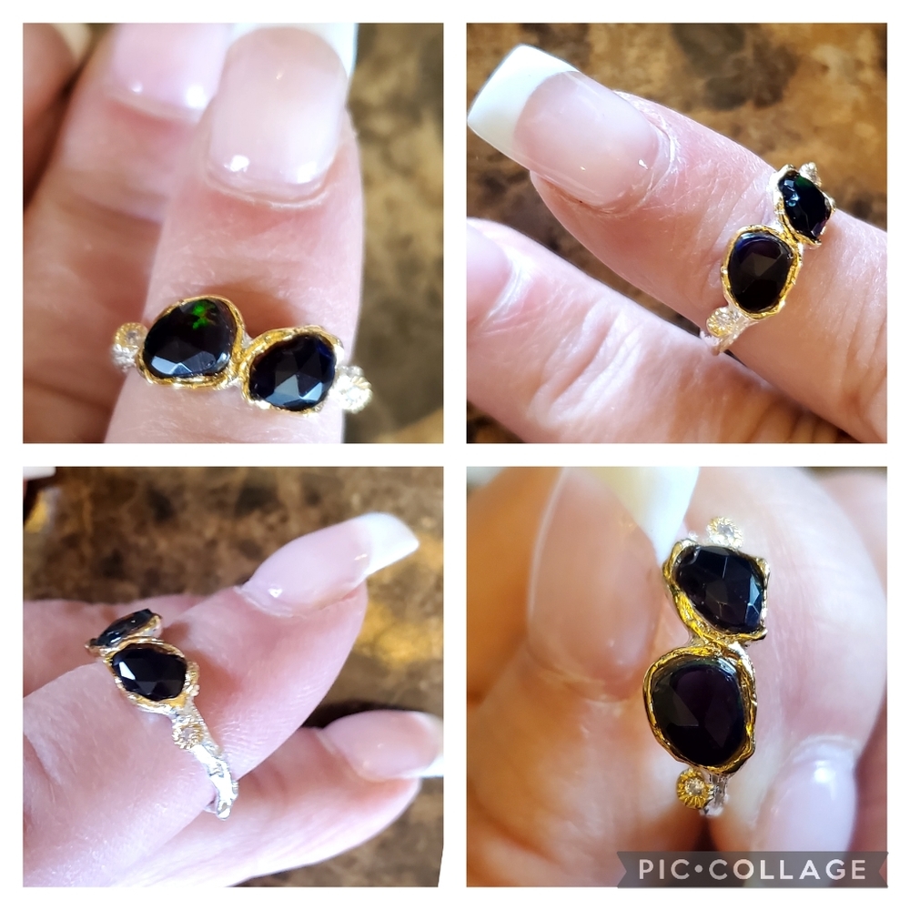 Genuine Ethiopian Black Fire Opal Ring Size 7 - Picture 4 of 9